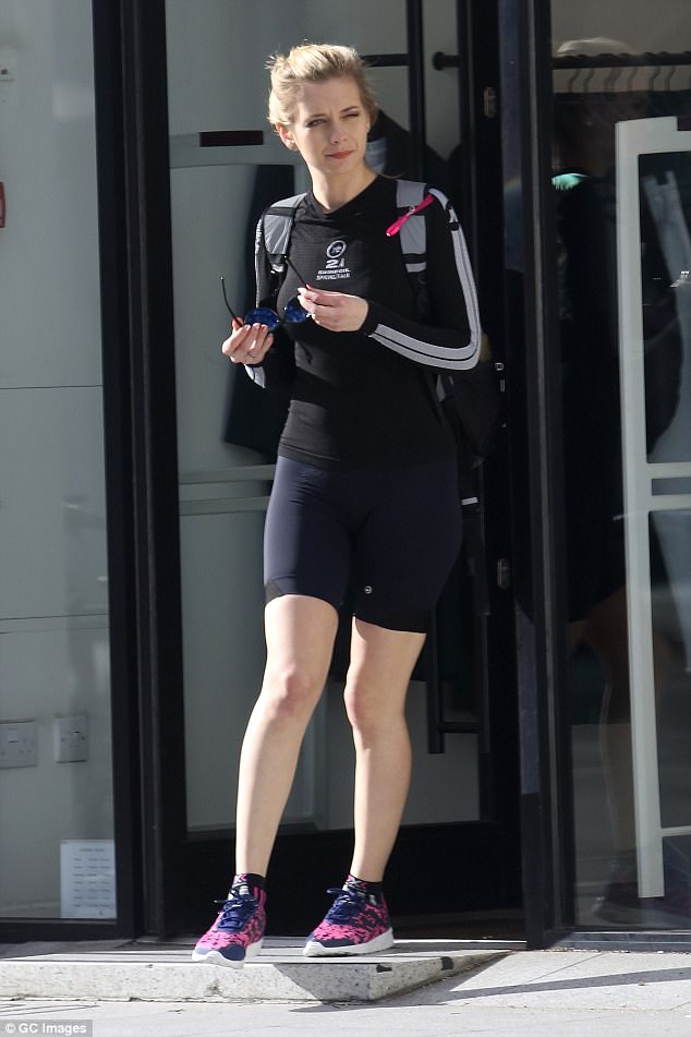 Relaxed: Rachel Riley was spotted out and about in her cycling gear following a trip to the gym in Notting Hill on Friday 